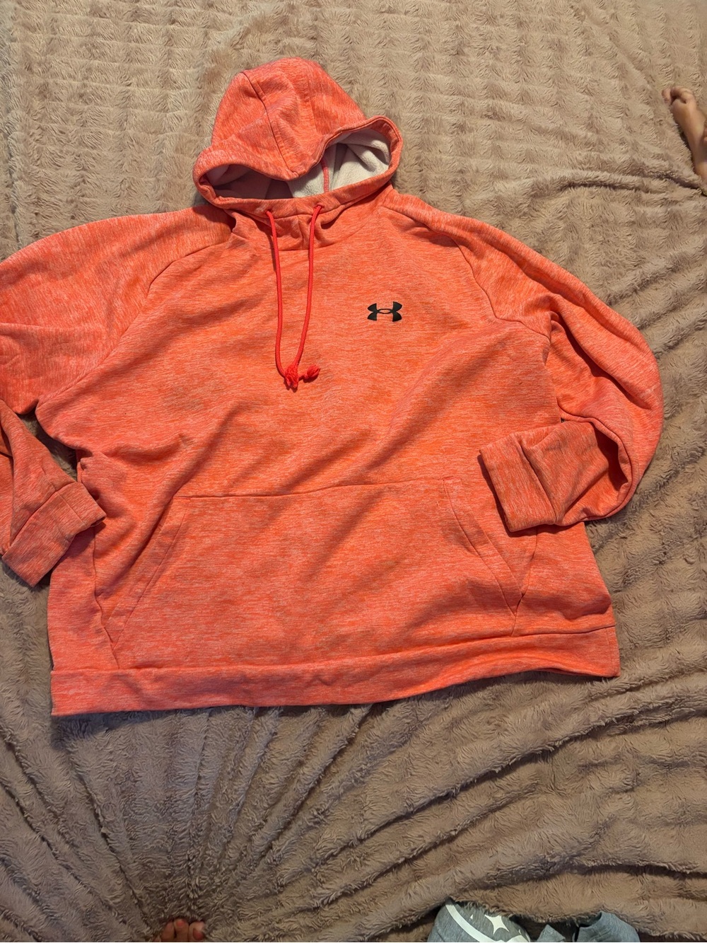 Under Armour Heathered Coral Orange Hooded Crewneck